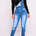  Trendy Gallus Sleeveless Broken Holes Baby Blue Denim One-piece Jumpsuits