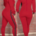  Trendy Round Neck Falbala Design Red Polyester One-piece Jumpsuits