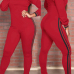  Trendy Round Neck Falbala Design Red Polyester One-piece Jumpsuits