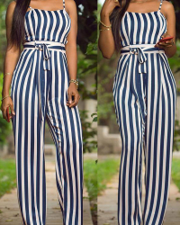  Trendy Striped Milk Fiber One-piece Jumpsuits