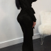  Trendy V Neck Beam Waist Black Polyester One-piece Jumpsuits(With Belt)