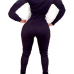 Casual Long Sleeves Patchwork Black Polyester One-piece Skinny Jumpsuits