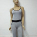 Casual Sleeveless Backless Patchwork Grey Blending One-piece Regular Jumpsuit