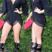 Charismatic V Neck Half Sleeves Lace Trim Patchwork Black Qmilch One-piece Loose Jumpsuits