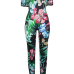 Charming Bateau Neck Short Sleeves Floral Print Qmilch One-piece Skinny Jumpsuits