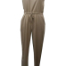 Cheap Sexy Tank Sleeveless Solid Grey Blending One-piece Regular Jumpsuit