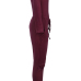 Contracted Style Bateau Neck Strapless Long Sleeves Broken Holes Wine Red Polyester One-piece Jumpsuits