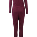 Contracted Style Bateau Neck Strapless Long Sleeves Broken Holes Wine Red Polyester One-piece Jumpsuits