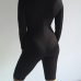 Contracted Style Round Neck Long Sleeves Black Spandex One-piece Skinny Jumpsuits