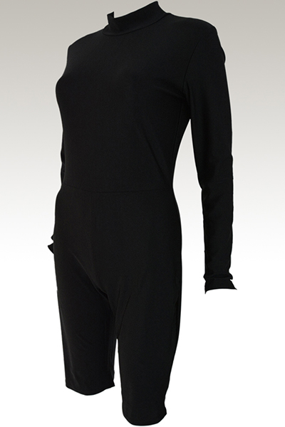 Contracted Style Round Neck Long Sleeves Black Spandex One-piece Skinny Jumpsuits