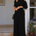 Euramerican Hollow-out Black Polyester One-piece Jumpsuits