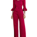 Euramerican Round Neck Half Sleeves Red Knitting One-piece Jumpsuits (Without Necklace)