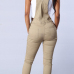 Euramerican Sleeveless Hollow-out Beige Denim One-piece Jumpsuits