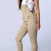 Euramerican Sleeveless Hollow-out Beige Denim One-piece Jumpsuits