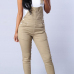 Euramerican Sleeveless Hollow-out Beige Denim One-piece Jumpsuits