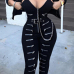 Euramerican Strapless Zipper Design Black Polyester One-piece Jumpsuits(Without Coat)