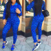 Fashion Casual Print Blue Polyester Skinny Jumpsuits Two-pieces Set