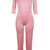 Fashion Dew Shoulder Pink Polyester One-piece Jumpsuits