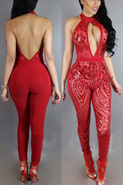 Healthy Fabric Solid Skinny Jumpsuits