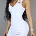 Leisure Hooded Collar Sleeveless White Cotton One-piece Skinny Jumpsuits