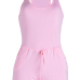 Leisure U-shaped Neck Drawstring Design Pink Qmilch One-piece Skinny Jumpsuits