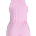 Leisure U-shaped Neck Drawstring Design Pink Qmilch One-piece Skinny Jumpsuits