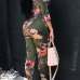 Sexy Deep V Neck Printed Knitting One-piece Skinny Jumpsuits(Without Belt)