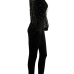 Sexy Deep V Neck Sequined Decorative Black Polyester One-piece Jumpsuits