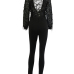 Sexy Deep V Neck Sequined Decorative Black Polyester One-piece Jumpsuits