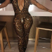 Sexy Deep V Neck Sleeveless Backless Gold  Sequined One-piece Skinny Jumpsuits