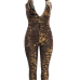 Sexy Deep V Neck Sleeveless Backless Gold  Sequined One-piece Skinny Jumpsuits