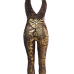 Sexy Deep V Neck Sleeveless Backless Gold  Sequined One-piece Skinny Jumpsuits