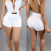 Sexy Deep V Neck Sleeveless Backless  White Healthy Fabric One-piece Jumpsuits