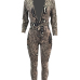 Sexy Deep V Neck Snakeskin Printing Polyester One-piece Jumpsuits