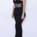 Sexy Halter Neck Sleeveless Hollow-out Black Polyester One-piece Jumpsuits