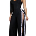 Sexy High Split Black Twilled One-piece Jumpsuits