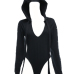 Sexy Hooded Collar Hollow-out Black Cotton Jumpsuits