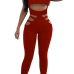 Sexy Round Neck Hollow-out Red Twilled One-piece Jumpsuits