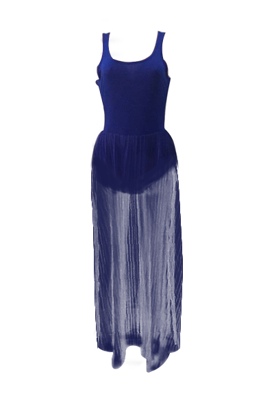 Sexy Round Neck See-Through Royalblue Cotton One-piece Jumpsuits