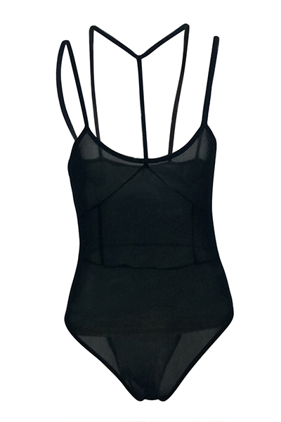 Sexy See-Through Black Gauze One-piece Skinny Jumpsuits