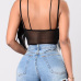 Sexy See-Through Black Gauze One-piece Skinny Jumpsuits