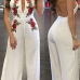 Sexy Sleeveless Backless White Twilled One-piece Jumpsuits