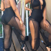 Sexy Sleeveless See-Through Black Gauze One-piece Skinny Jumpsuits