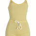 Sexy Spaghetti Strap Yellow Polyester One-piece Skinny Jumpsuits