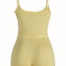 Sexy Spaghetti Strap Yellow Polyester One-piece Skinny Jumpsuits