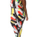 Sexy Strapless Sleeveless Multi-colored Print Polyester One-piece Regular Jumpsuit