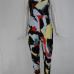 Sexy Strapless Sleeveless Multi-colored Print Polyester One-piece Regular Jumpsuit