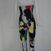 Sexy Strapless Sleeveless Multi-colored Print Polyester One-piece Regular Jumpsuit