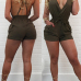 Sexy V Neck Backless Army Green Blending One-piece Skinny Jumpsuits