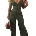 Sexy V Neck Backless Army Green Cotton One-piece Jumpsuits